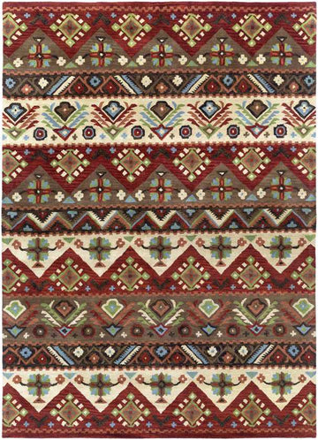 Truthki Bohemian/Global Dark Red Area Rug